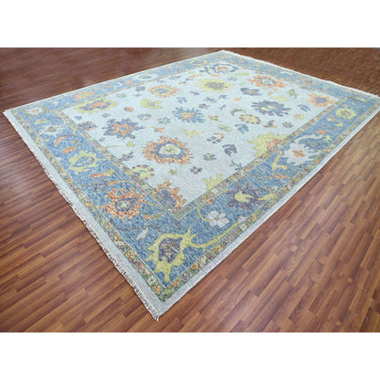 Oushak And Peshawar Wool Hand Knotted Rug Blue Blue 12.0X15.3 -O079448