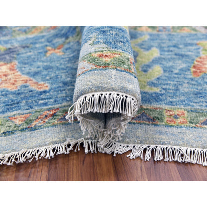 Oushak And Peshawar Wool Hand Knotted Rug Blue Blue 12.0X15.3 -O079448