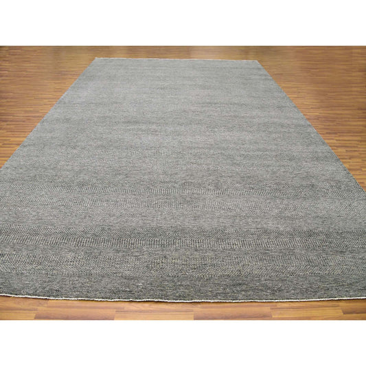Modern and Contemporary Wool Hand Knotted Rug Grey No Border 12.1X18.2 -O079450
