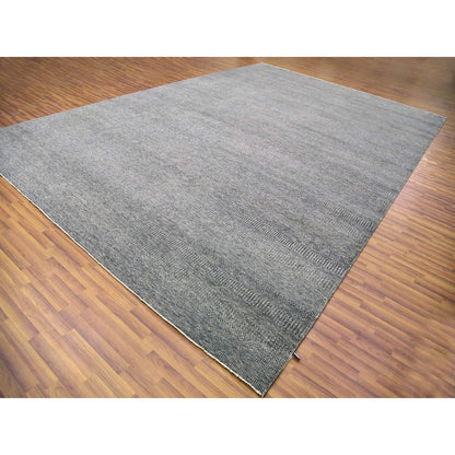 Modern and Contemporary Wool Hand Knotted Rug Grey No Border 12.1X18.2 -O079450