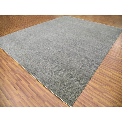 Modern and Contemporary Wool Hand Knotted Rug Grey No Border 12.0X15.1 -O079451