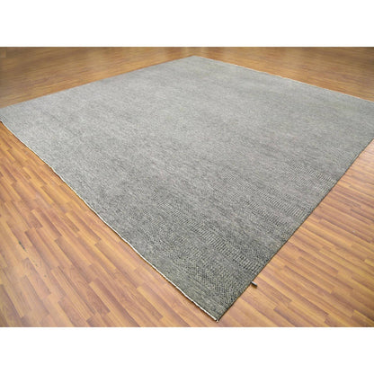 Modern and Contemporary Wool Hand Knotted Rug Grey No Border 14.2X14.1 -O079452