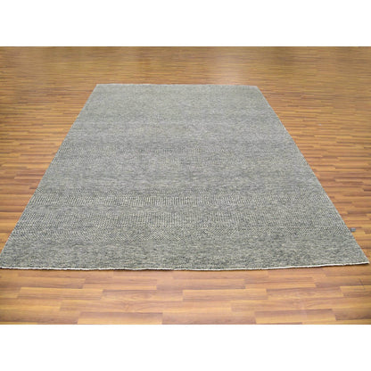Modern and Contemporary Wool Hand Knotted Rug Grey 8.0x10.1 -O079453