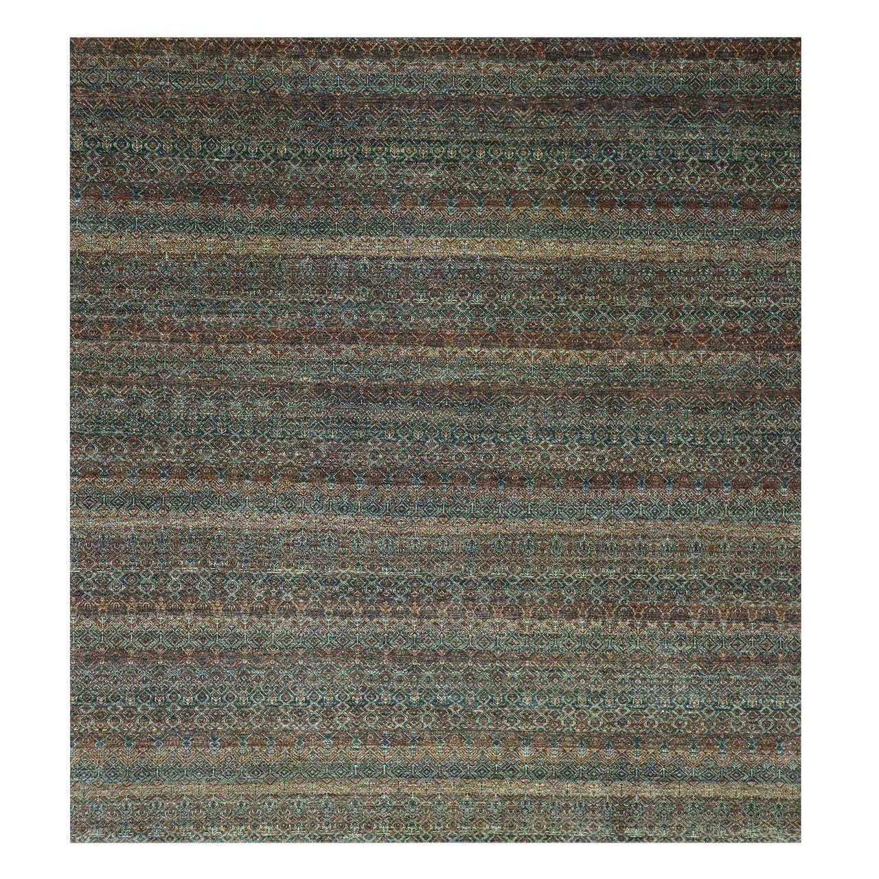 Modern and Contemporary Wool Hand Knotted Rug Brown No Border 12.0X12.0 -O079454