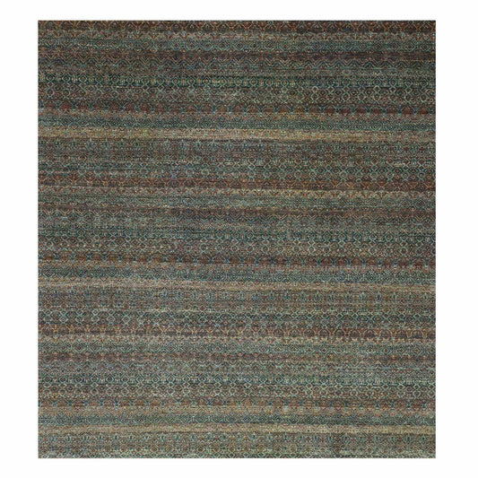 Modern and Contemporary Wool Hand Knotted Rug Brown No Border 12.0X12.0 -O079454