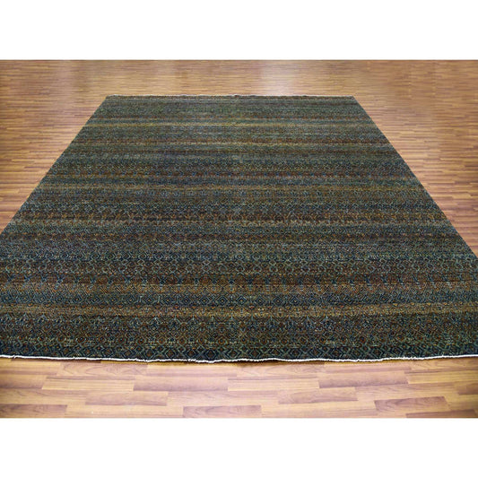 Modern and Contemporary Wool Hand Knotted Rug Brown No Border 12.0X12.0 -O079454