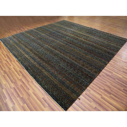 Modern and Contemporary Wool Hand Knotted Rug Brown No Border 12.0X12.0 -O079454