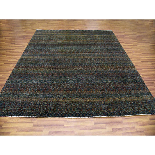 Modern and Contemporary Wool Hand Knotted Rug Brown No Border 10.0X10.0 -O079455