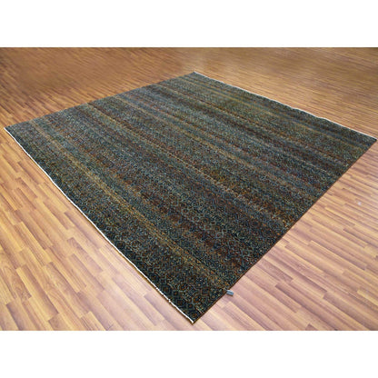 Modern and Contemporary Wool Hand Knotted Rug Brown No Border 10.0X10.0 -O079455