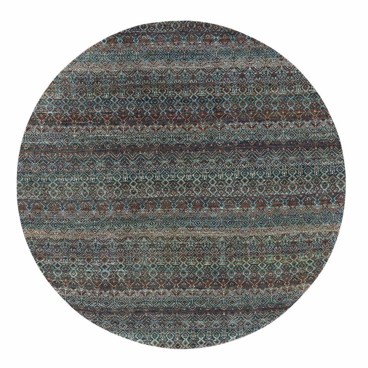 Modern and Contemporary Wool Hand Knotted Rug Brown No Border 8.0X8.0 -O079456