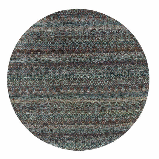 Modern and Contemporary Wool Hand Knotted Rug Brown No Border 8.0X8.0 -O079456