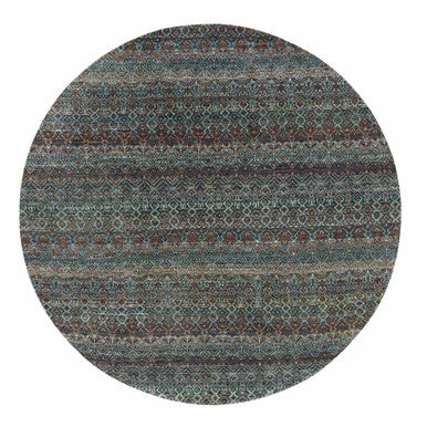 Modern and Contemporary Wool Hand Knotted Rug Brown No Border 8.0X8.0 -O079456