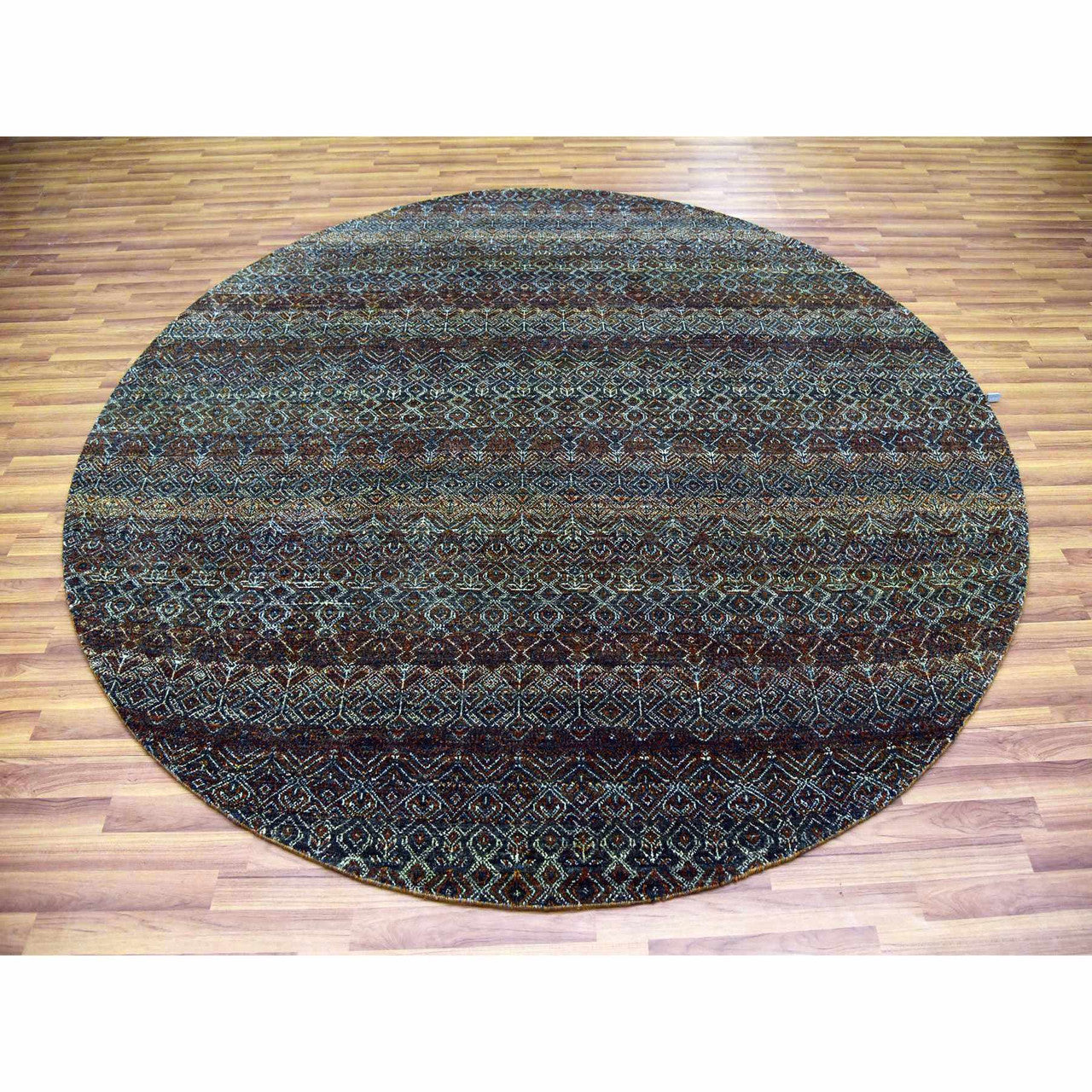 Modern and Contemporary Wool Hand Knotted Rug Brown No Border 8.0X8.0 -O079456