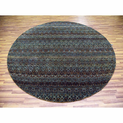 Modern and Contemporary Wool Hand Knotted Rug Brown No Border 8.0X8.0 -O079456