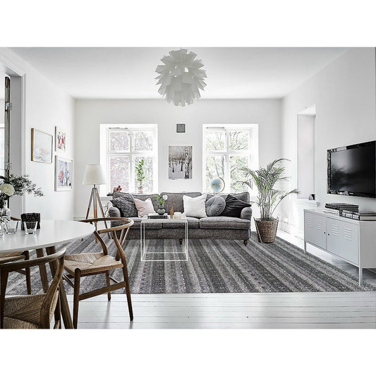 Modern and Contemporary Wool Hand Knotted Rug Grey No Border 10.0X13.10 -O079459