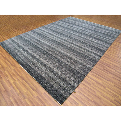 Modern and Contemporary Wool Hand Knotted Rug Grey No Border 10.0X13.10 -O079459