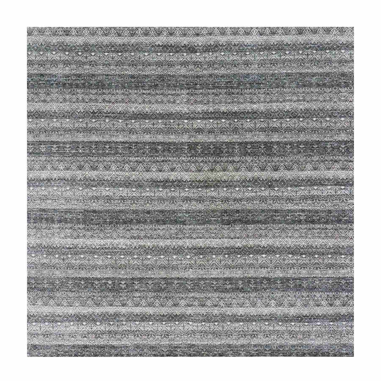 Gray 10'0" x 10'0" Modern and Contemporary Hand knotted Wool Rug - Sku: O079460