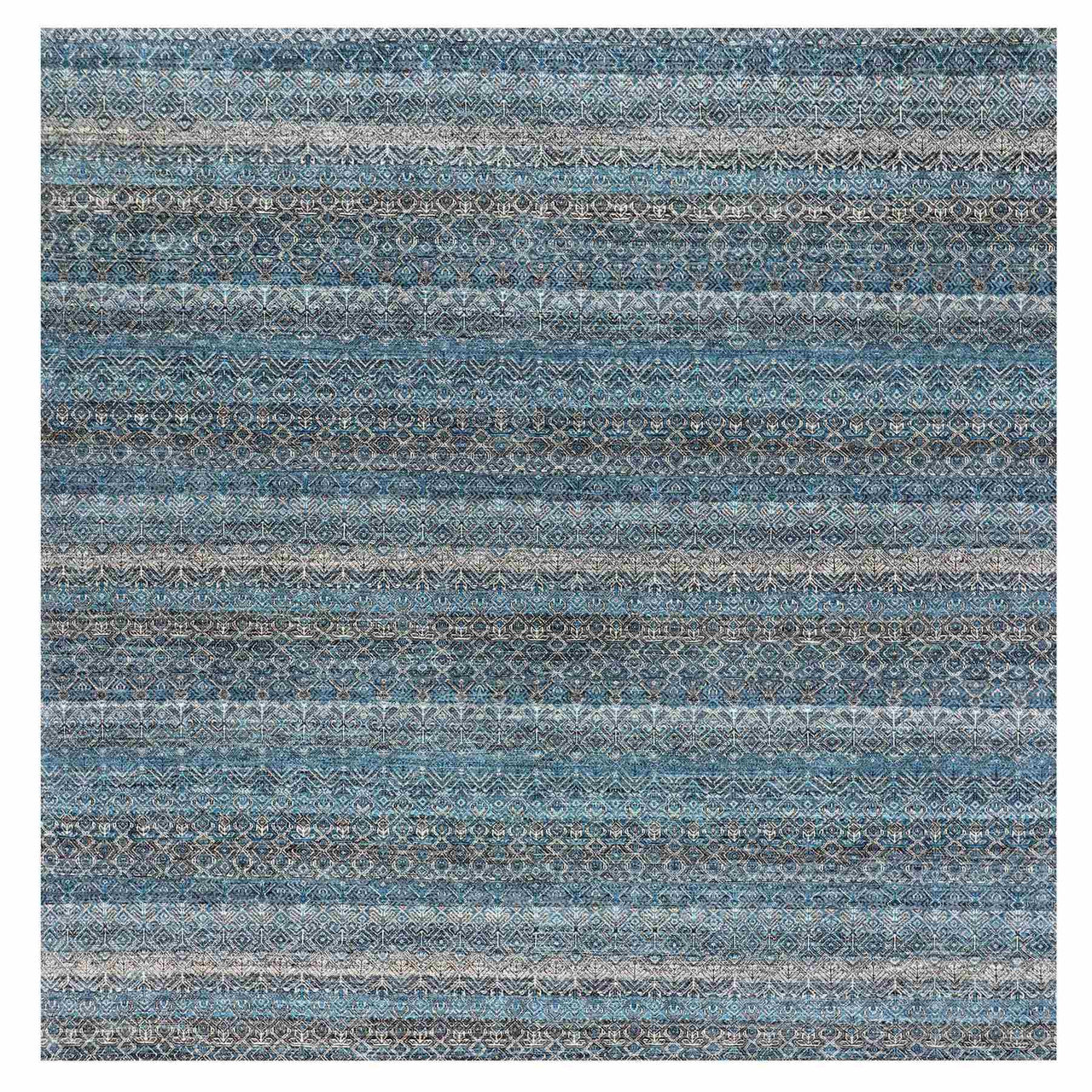 Blue 10'0" x 10'1" Modern and Contemporary Hand knotted Wool Rug - Sku: O079462