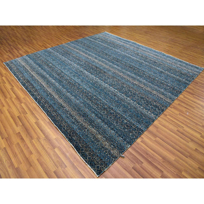 Modern and Contemporary Wool Hand Knotted Rug Blue No Border 10.0X10.1 -O079462