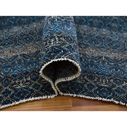 Modern and Contemporary Wool Hand Knotted Rug Blue No Border 10.0X10.1 -O079462