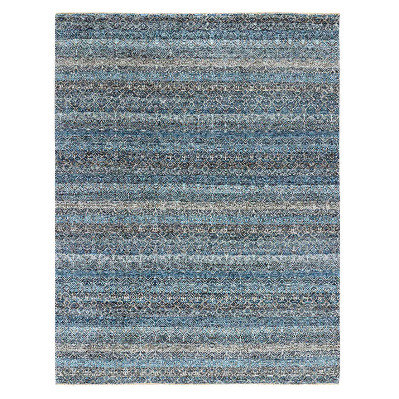 Blue 7'8" x 10'0" Modern and Contemporary Hand knotted Wool Rug - Sku: O079463
