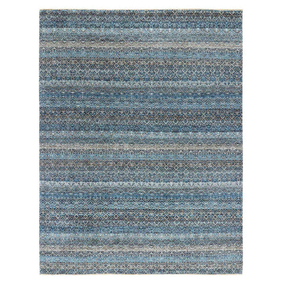 Modern and Contemporary Wool Hand Knotted Rug Blue No Border 7.8X10.0 -O079463