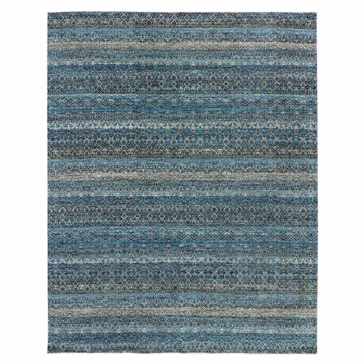 Blue 8'0" x 10'0" Modern and Contemporary Hand knotted Wool Rug - Sku: O079464