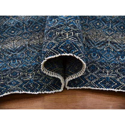 Modern and Contemporary Wool Hand Knotted Rug Blue No Border 8.0X10.0 -O079464