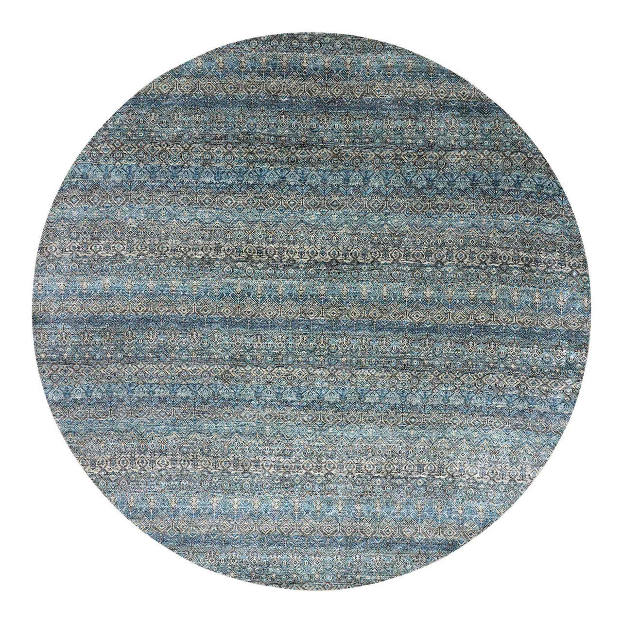 Blue 10'0" x 10'0" Modern and Contemporary Hand knotted Wool Rug - Sku: O079465
