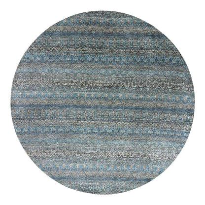 Modern and Contemporary Wool Hand Knotted Rug Blue No Border 10.0X10.0 -O079465