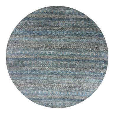Modern and Contemporary Wool Hand Knotted Rug Blue No Border 10.0X10.0 -O079465
