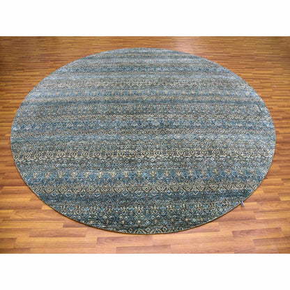 Modern and Contemporary Wool Hand Knotted Rug Blue No Border 10.0X10.0 -O079465