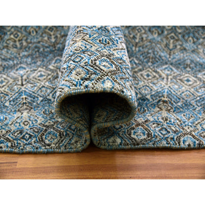 Modern and Contemporary Wool Hand Knotted Rug Blue No Border 10.0X10.0 -O079465