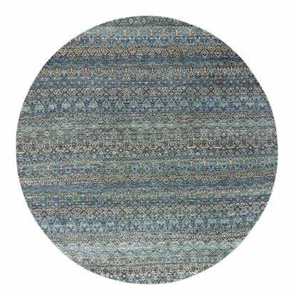 Modern and Contemporary Wool Hand Knotted Rug Blue No Border 8.0X8.0 -O079466