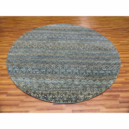 Modern and Contemporary Wool Hand Knotted Rug Blue No Border 8.0X8.0 -O079466