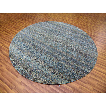 Modern and Contemporary Wool Hand Knotted Rug Blue No Border 8.0X8.0 -O079466