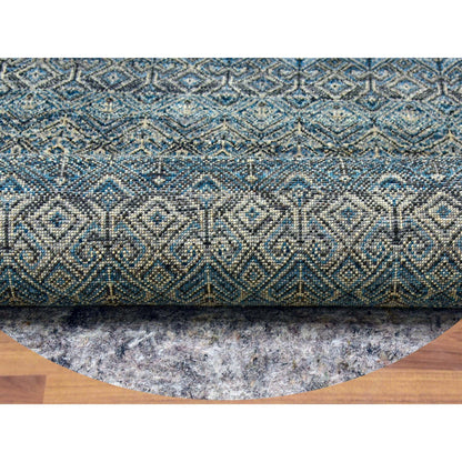 Modern and Contemporary Wool Hand Knotted Rug Blue No Border 8.0X8.0 -O079466