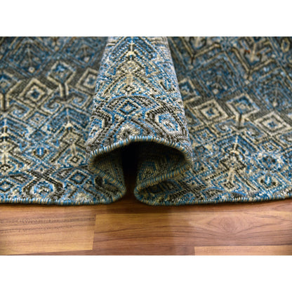 Modern and Contemporary Wool Hand Knotted Rug Blue No Border 8.0X8.0 -O079466