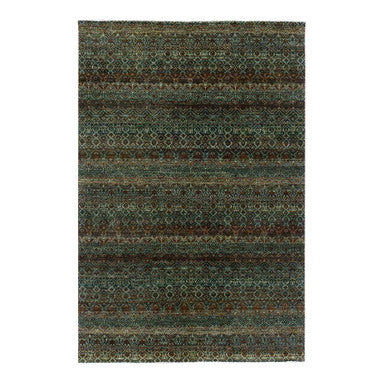 Modern and Contemporary Wool Hand Knotted Rug Brown No Border 6.0X9.1 -O079476