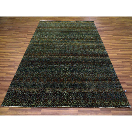 Modern and Contemporary Wool Hand Knotted Rug Brown No Border 6.0X9.1 -O079476