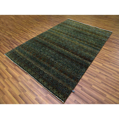 Modern and Contemporary Wool Hand Knotted Rug Brown No Border 6.0X9.1 -O079476