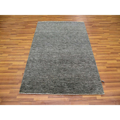 Modern and Contemporary Wool Hand Knotted Rug Grey No Border 4.2X6.0 -O079479