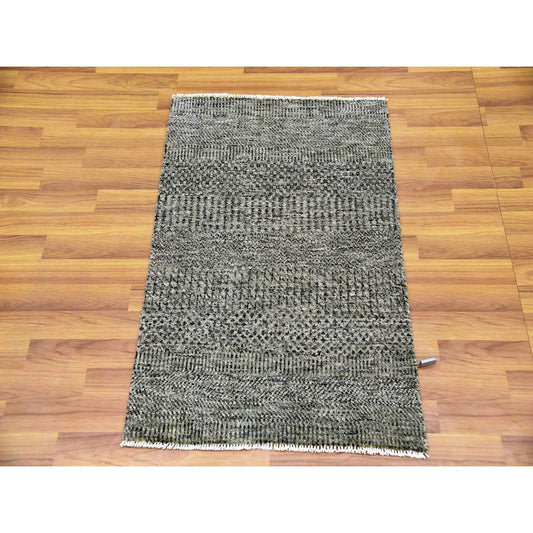 Modern and Contemporary Wool Hand Knotted Rug Grey No Border 2.1X3.0 -O079483