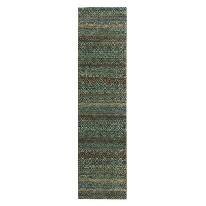 Modern and Contemporary Wool Hand Knotted Rug Brown No Border 2.6X10.0 -O079485