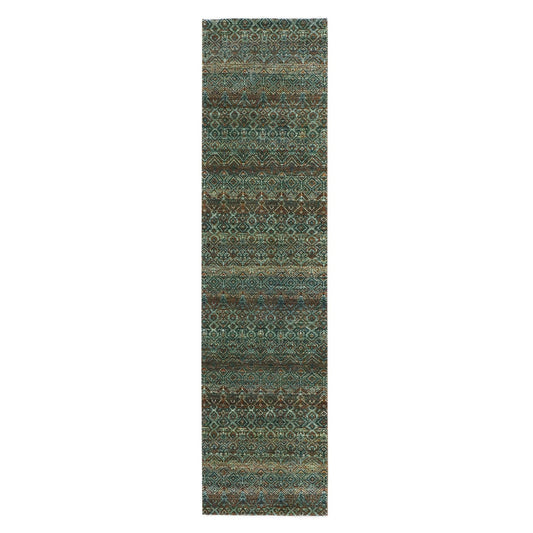 Modern and Contemporary Wool Hand Knotted Rug Brown No Border 2.6X10.0 -O079485