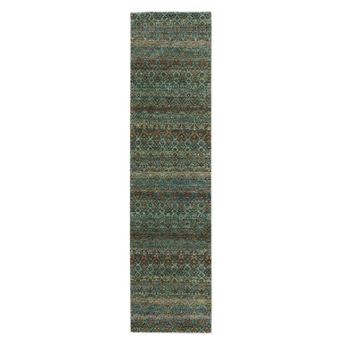 Modern and Contemporary Wool Hand Knotted Rug Brown No Border 2.6X10.0 -O079485