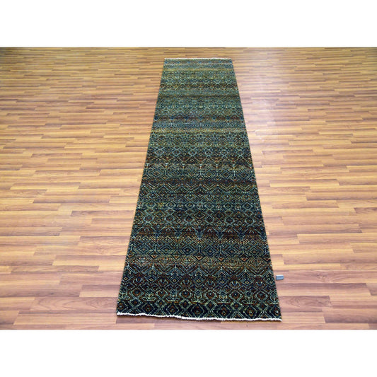 Modern and Contemporary Wool Hand Knotted Rug Brown No Border 2.6X10.0 -O079485