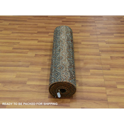 Modern and Contemporary Wool Hand Knotted Rug Brown No Border 2.6X10.0 -O079485