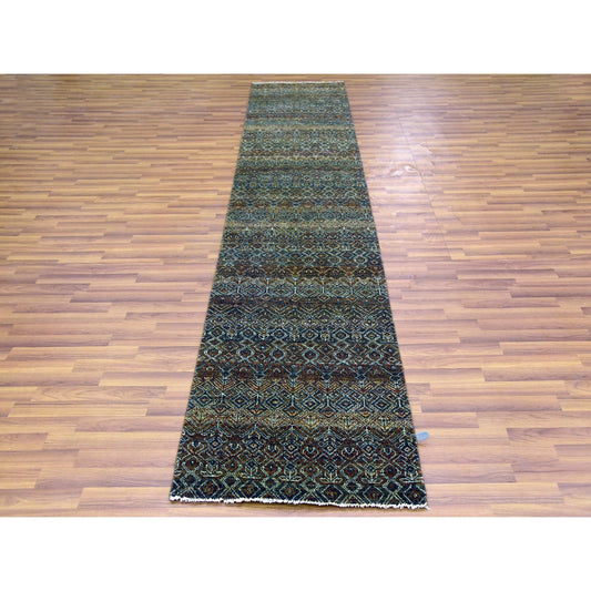 Modern and Contemporary Wool Hand Knotted Rug Brown No Border 2.6X12.0 -O079487