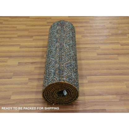 Modern and Contemporary Wool Hand Knotted Rug Brown No Border 2.6X12.0 -O079487
